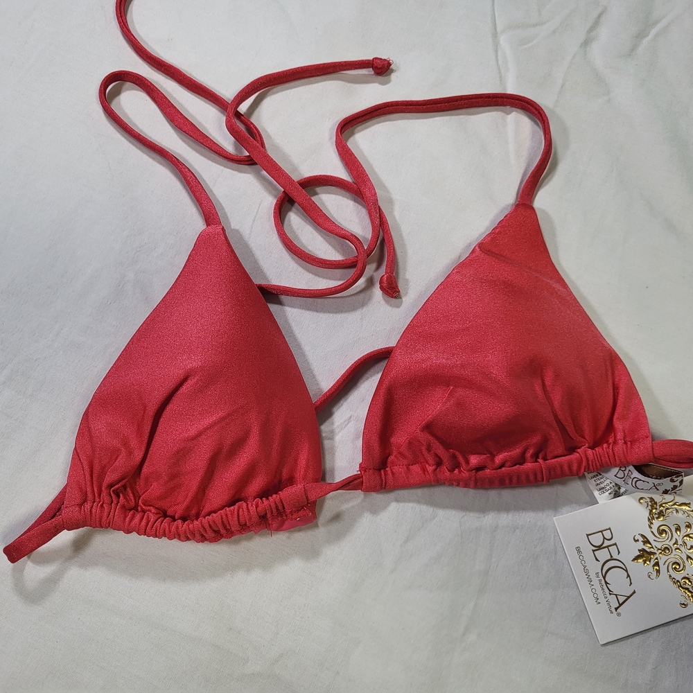 BECCA Red Bikini Swimsuit Swim Top Womens Size Small Nwt